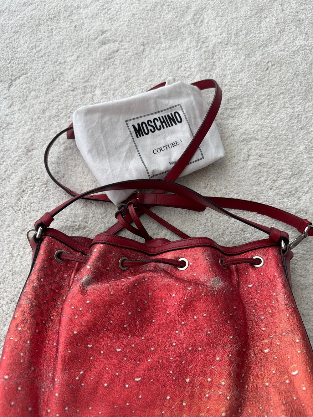Moschino Red & Silver Coca-Cola Graphic Crossbody Bag